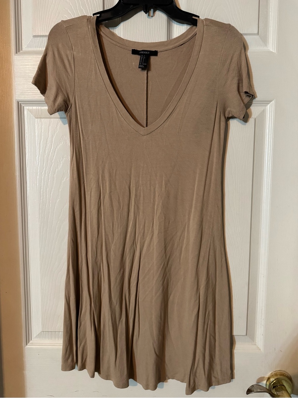 V-Neck Women's Top Dress - Beige